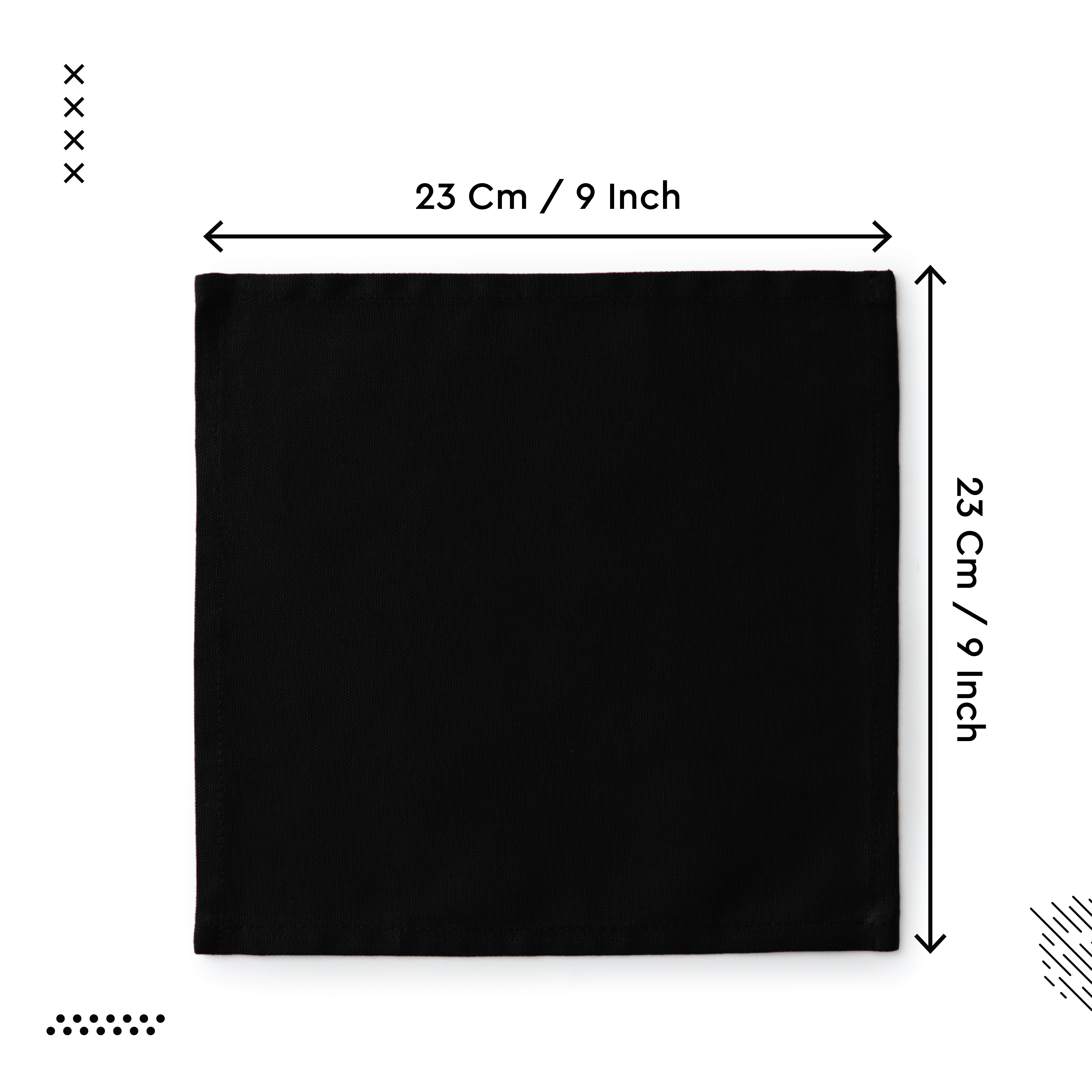 Cotton Jet Black Table Napkins (Pack of 12)