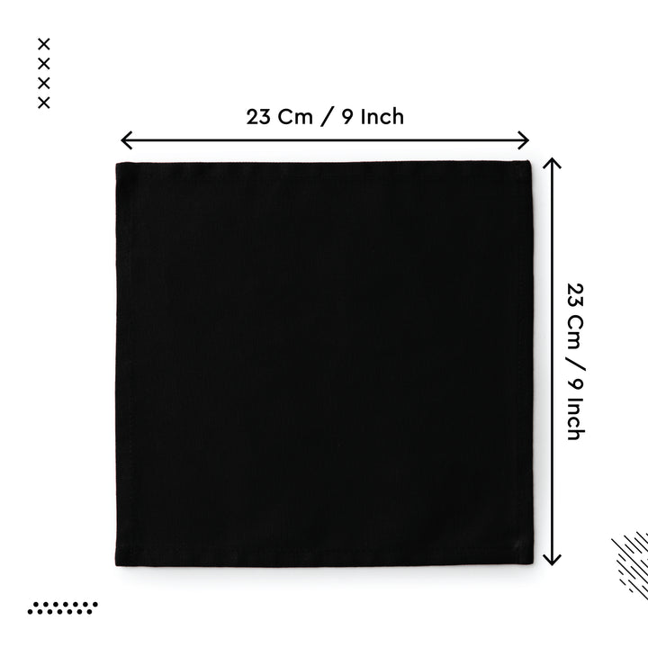 Cotton Jet Black Table Napkins (Pack of 12)