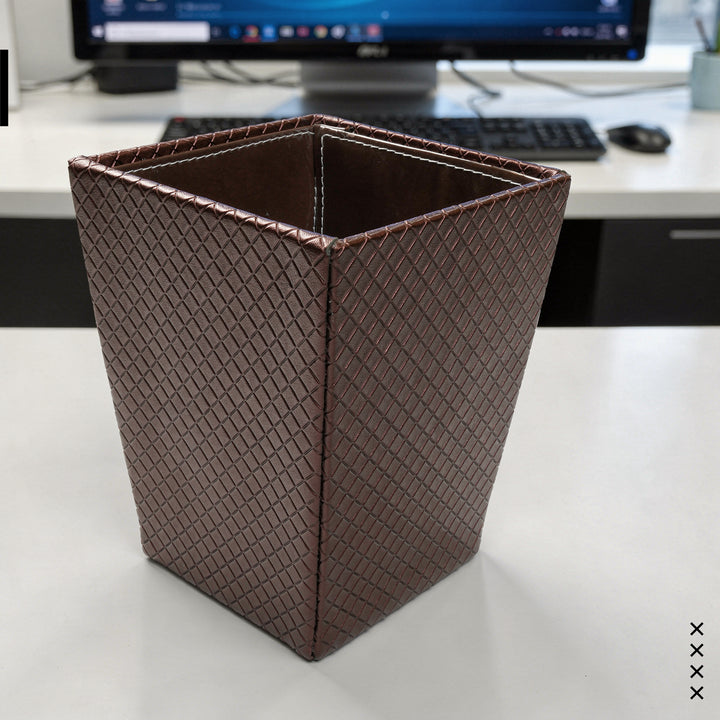 PU-Leather Copper Leather Dustbin