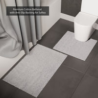Polyester ZZ Light Grey Combo Shower Curtain + Bathmat (Pack of 3)