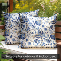 Polyester Chintz Blue Cushion Cover (Pack of 2)
