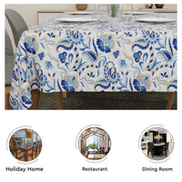 Polyester Chintz Blue Table Cloth (Pack of 1)