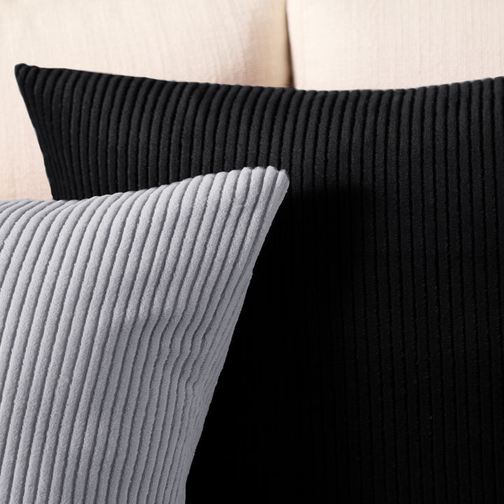 Corduroy Grey Cushion Cover (Pack of 2)