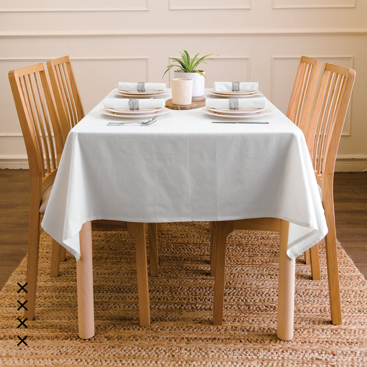 Cotton White Table Cloth (Pack of 1)