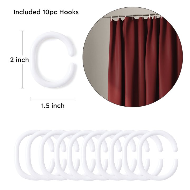 Polyester Maroon Shower Curtain (Pack of 1)