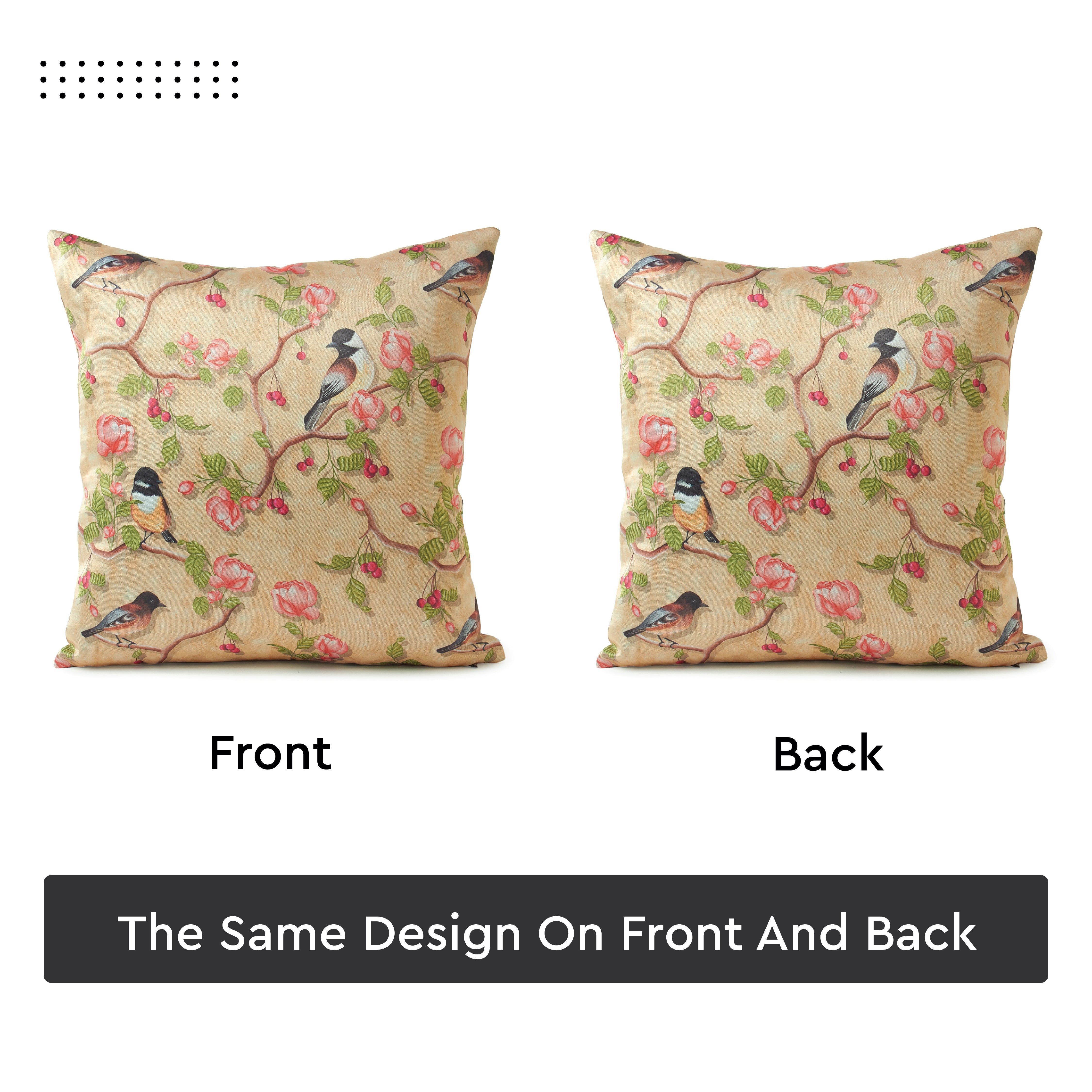 Blackout Polyester Pale Gold Birds Cushion Cover