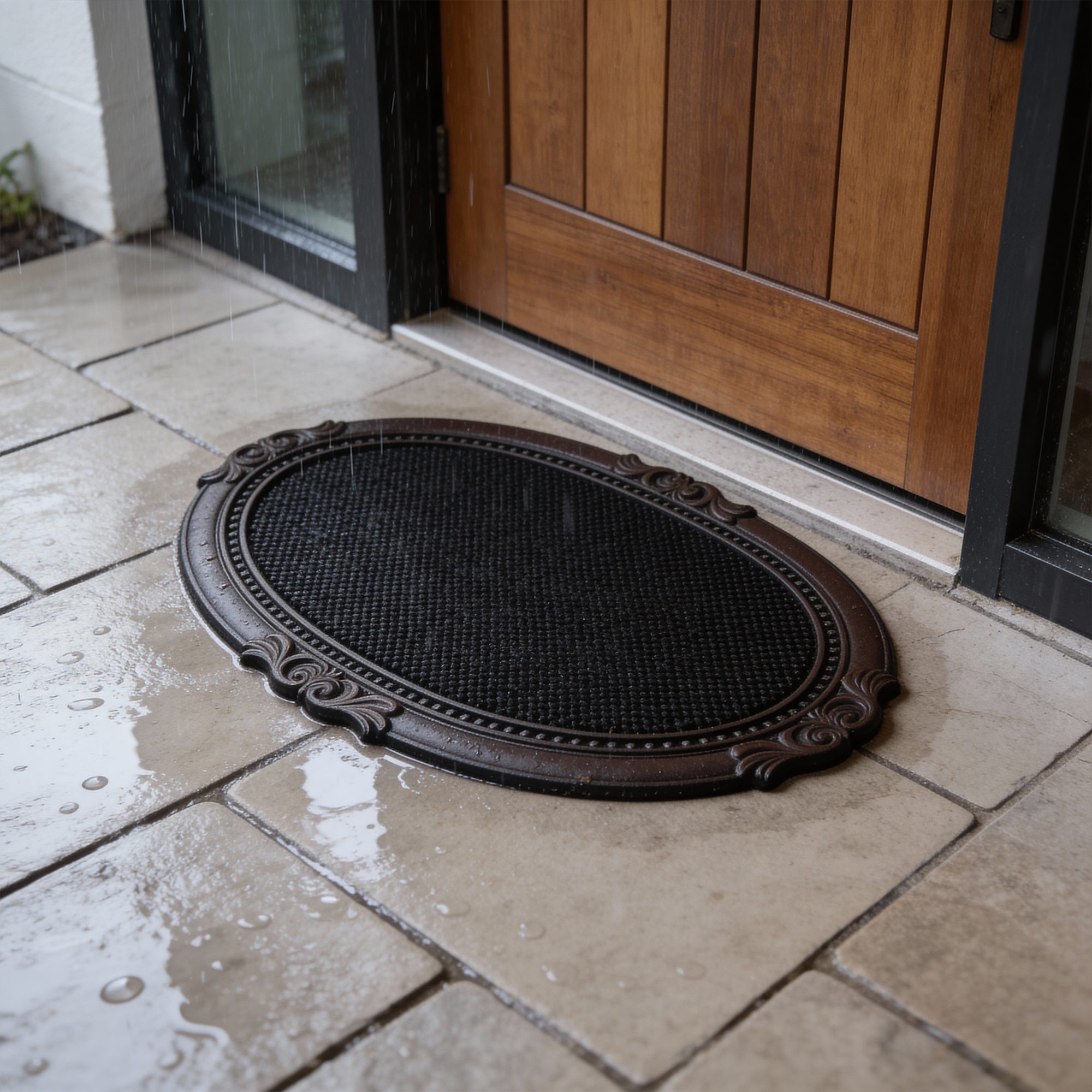 Rubber Shower Mats Heavy Duty Anti-Skid Floor Mats for Door, Bathroom, Kitchen & Home Entrance | PVC Non-Slip Drainage Mat for Wet & Dry Areas