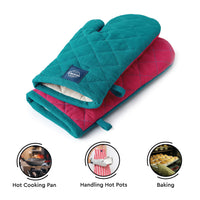Cotton Azul Blue Oven Gloves (Pack of 2)