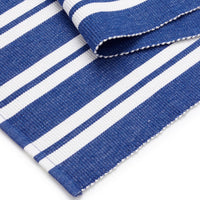 Cotton Franca Blue Stripes Table Runner (Pack of 1)