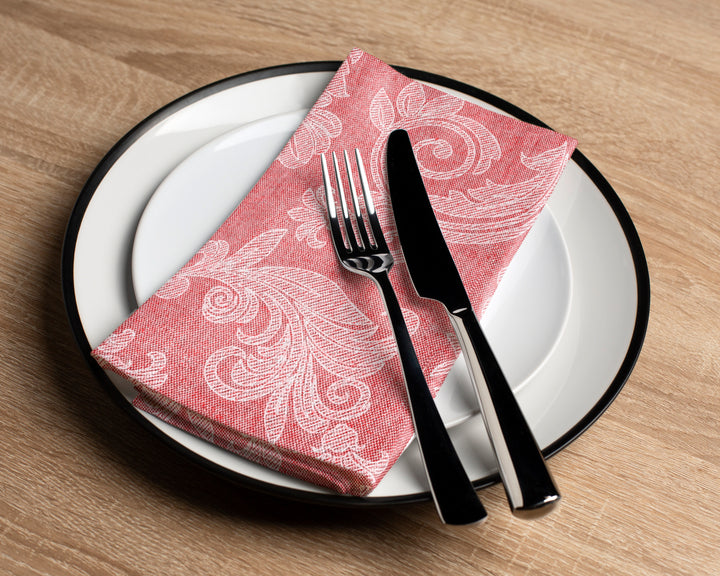 Cotton Red Table Napkins (Pack of 12)