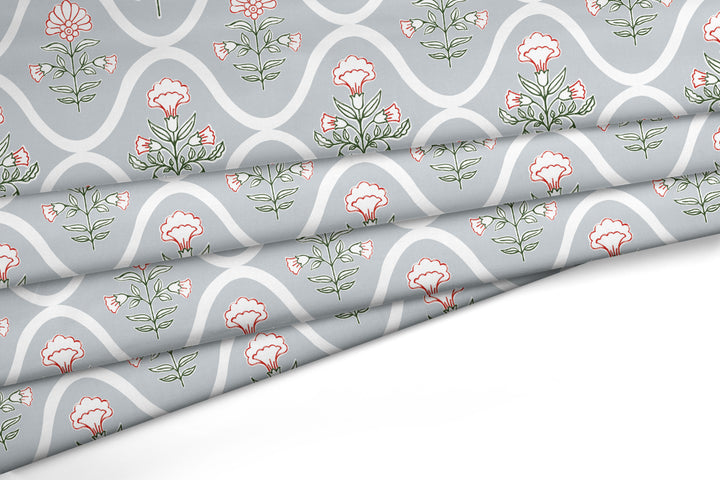 Printed Satin Fabric by Meter | Wide - 58 Inch Width (147 cm) | Soft Polyester Cloth for Curtains, Cushion Covers, Dresses, Kurtis, Crafts, Craft Sewing & Home Decor