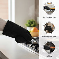 Cotton Full Black Apron + Oven Glove + Pot Holder (Pack of 3)