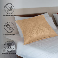 Embossed Velvet Gold Cushion Cover (Pack of 2)