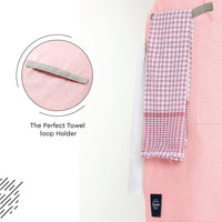 Yarn Dyed Cotton Light Pink & Light Grey Apron (Pack of 1)