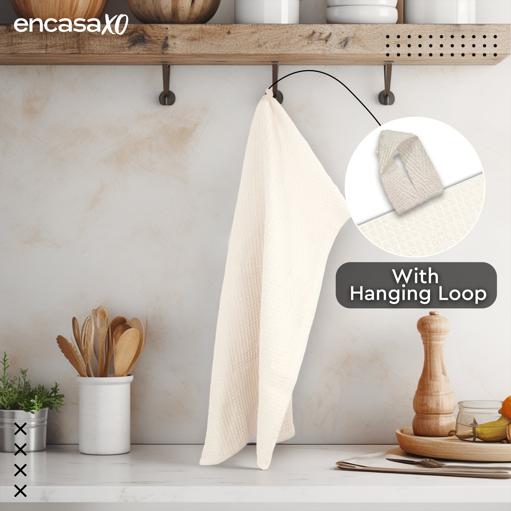 Cotton Solid Off White Kitchen Towel (Pack of 4)