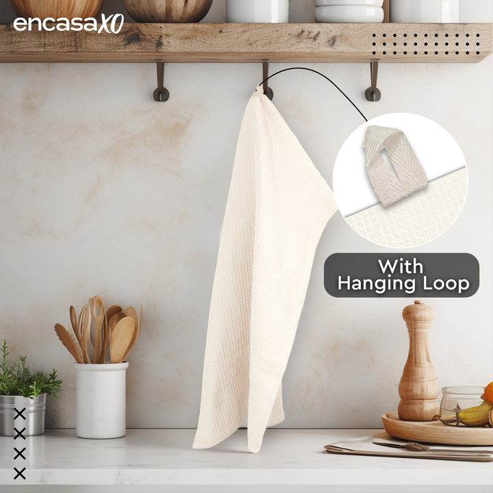 Cotton Solid Off White Kitchen Towel (Pack of 4)