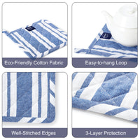 Cotton Franca Blue Stripes Pot Holders (Pack of 2)