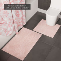 Polyester Pink Carnations Combo Shower Curtain + Bathmat (Pack of 3)