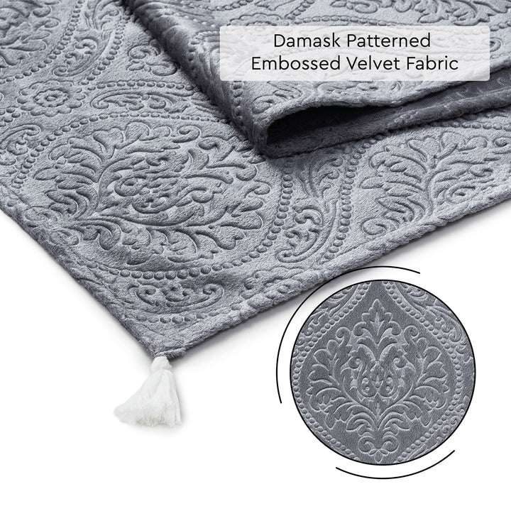 Embossed Velvet Grey Table Runner