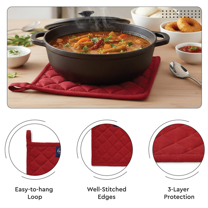 Cotton Red Oven Glove & Pot Holder