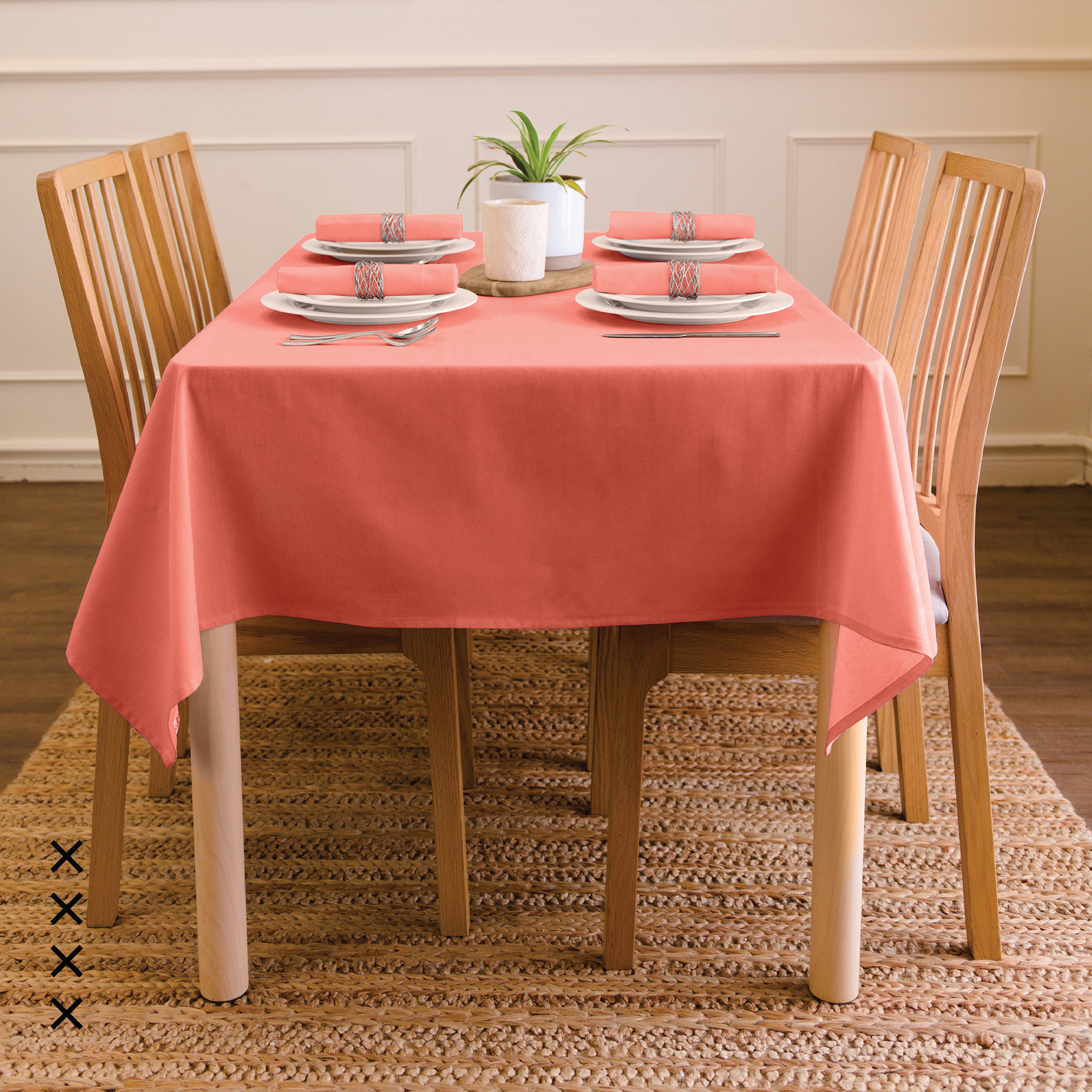 Cotton Coral Table Cloth (Pack of 1)