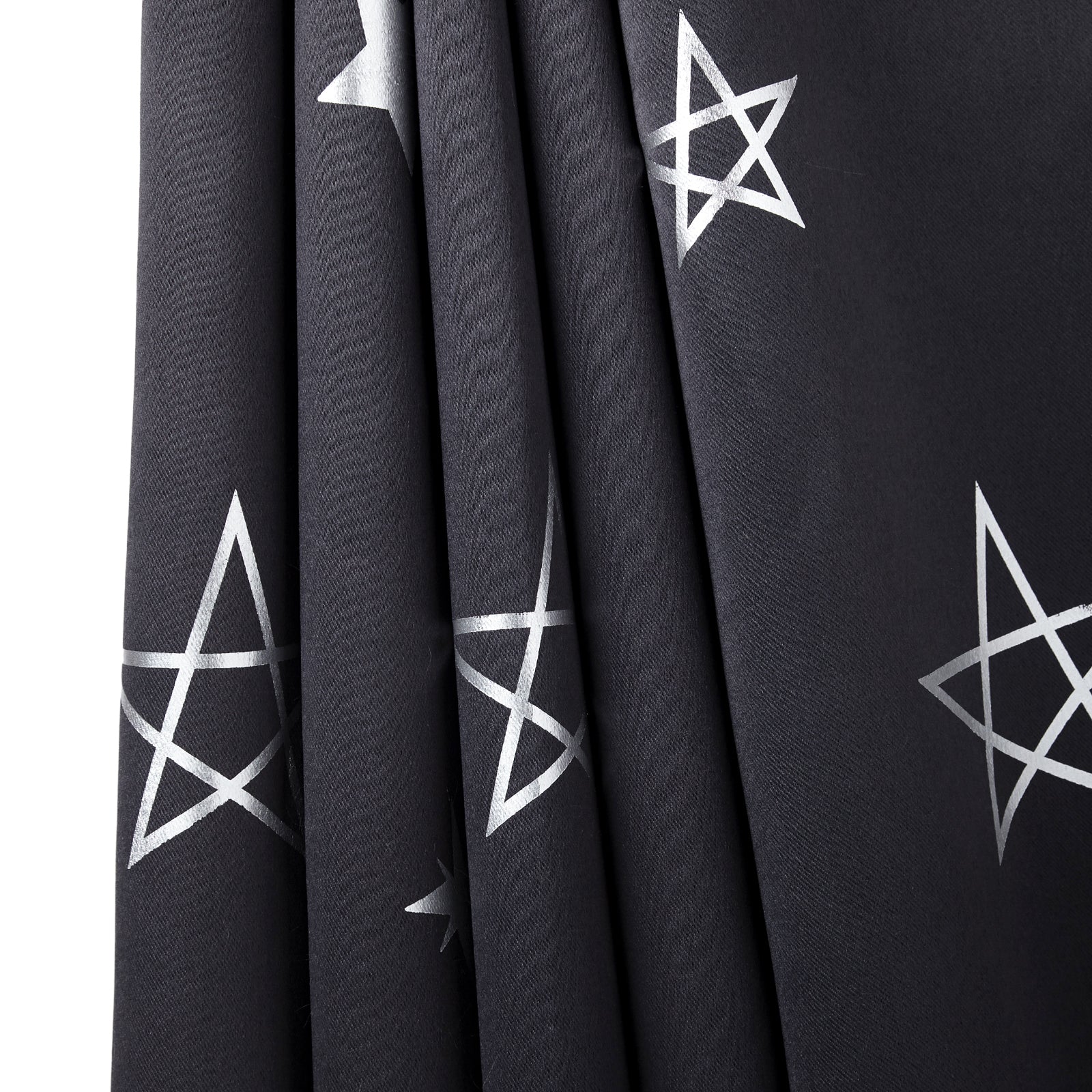Blackout Polyester Fabric by Meter, 100x122 cm | Blocks Light, Heat & Noise, For Curtains, Cushion Covers, Door & Window Drapes - Foil Star Print