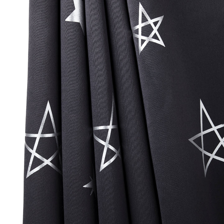 Blackout Polyester Fabric by Meter, 100x122 cm | Blocks Light, Heat & Noise, For Curtains, Cushion Covers, Door & Window Drapes - Foil Star Print