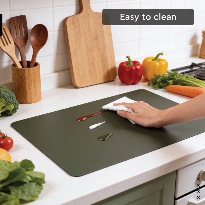 2 Sided Leather Olive Placemat + Coaster