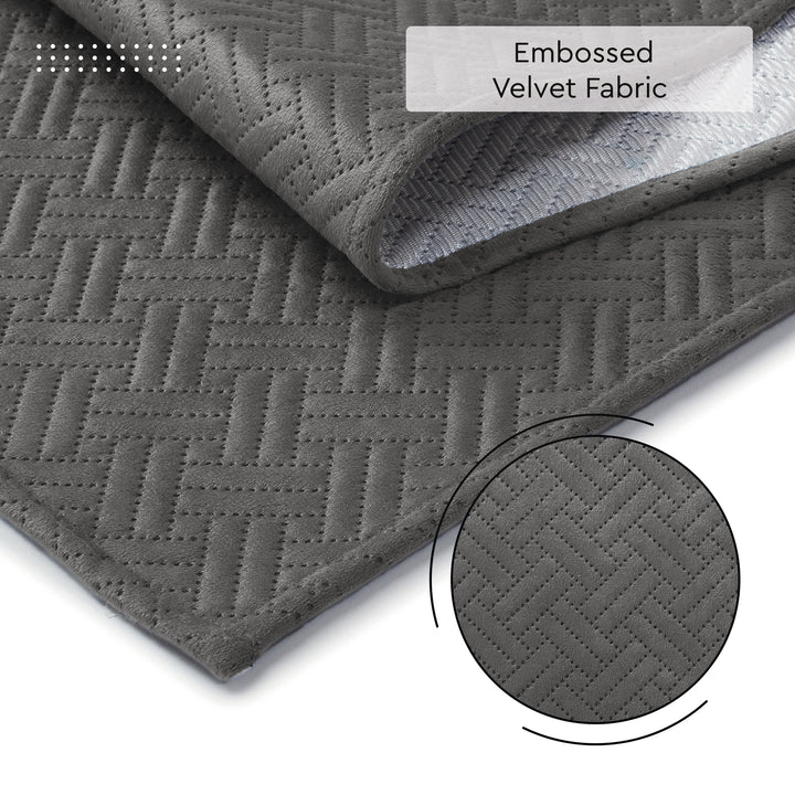 Quilted Velvet Dark Grey Table Runner