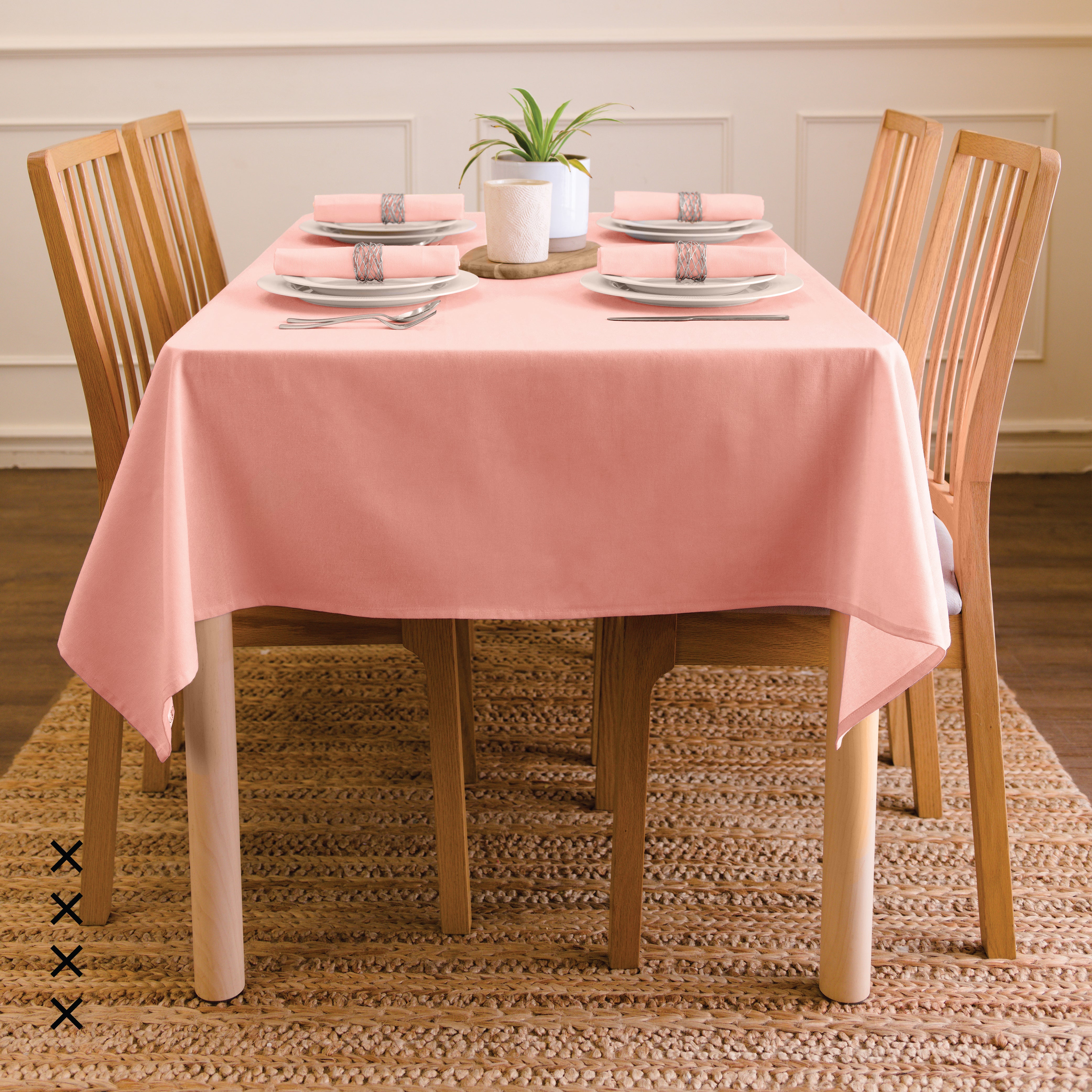 Cotton Powder Pink Table Cloth (Pack of 1)