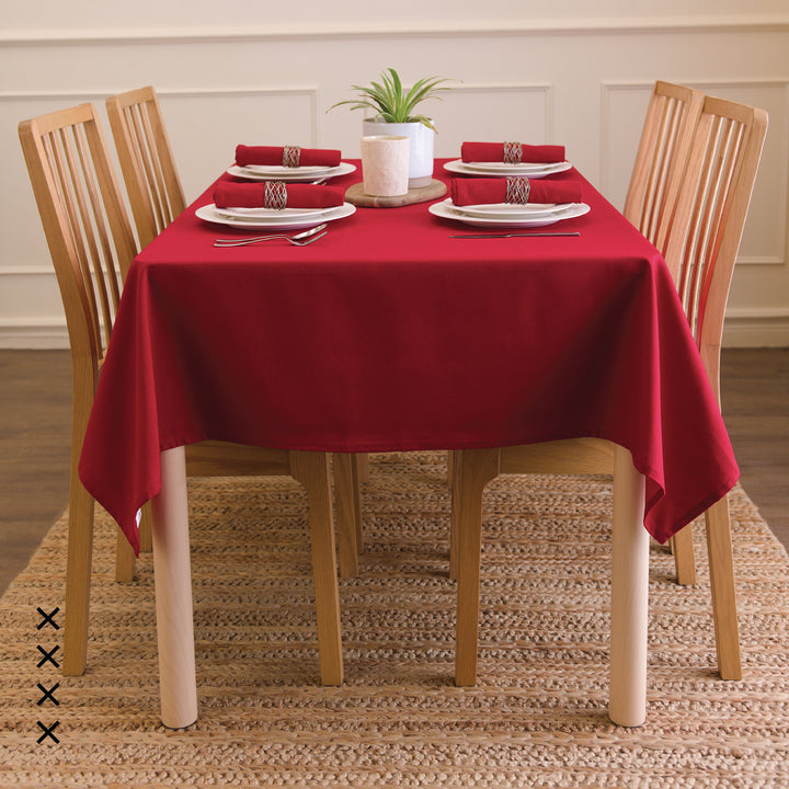 Cotton Deep Red Table Cloth (Pack of 1)