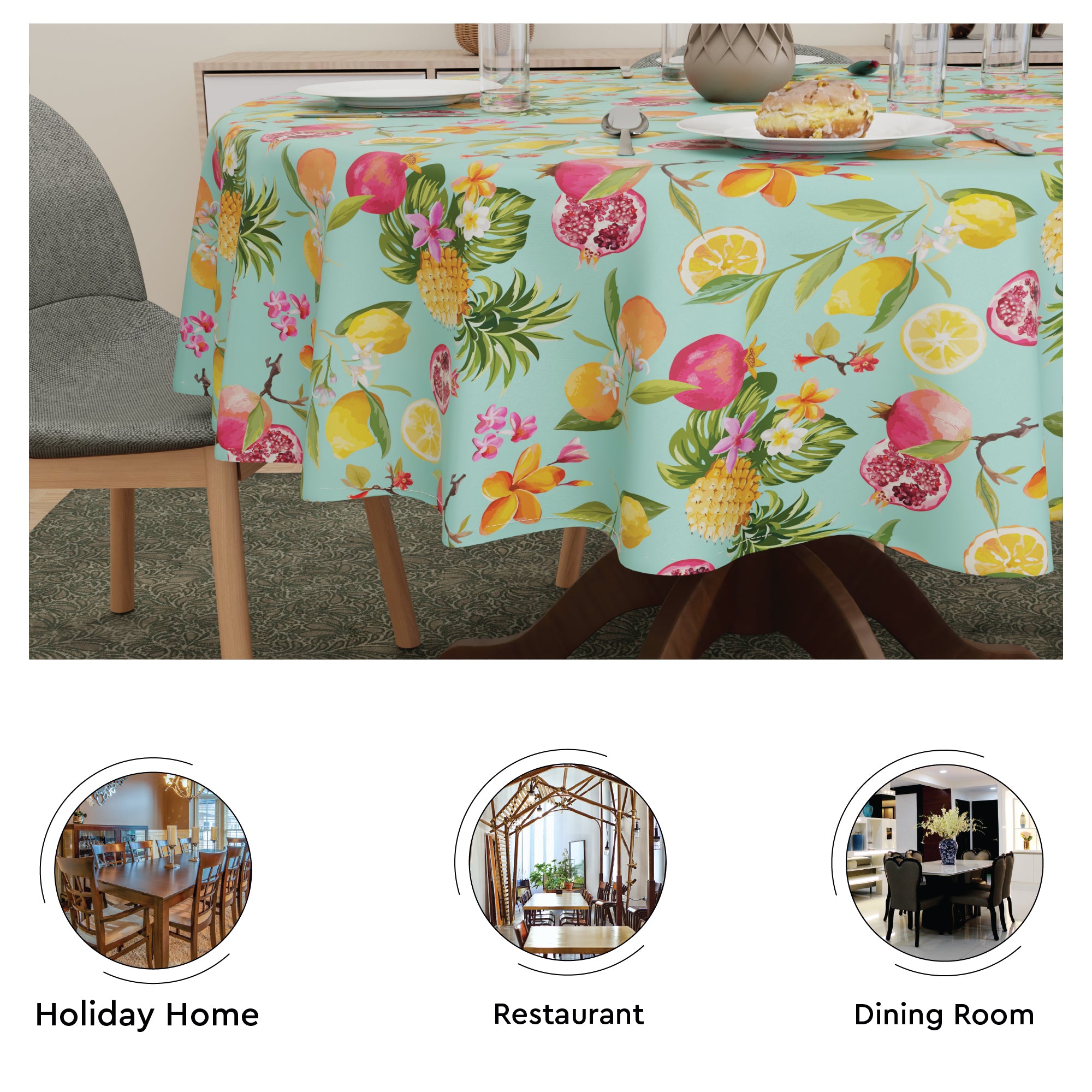 Polyester Pineapple Table Cloth (Pack of 1)