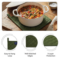 Cotton Leaf Green Oven Glove & Pot Holder