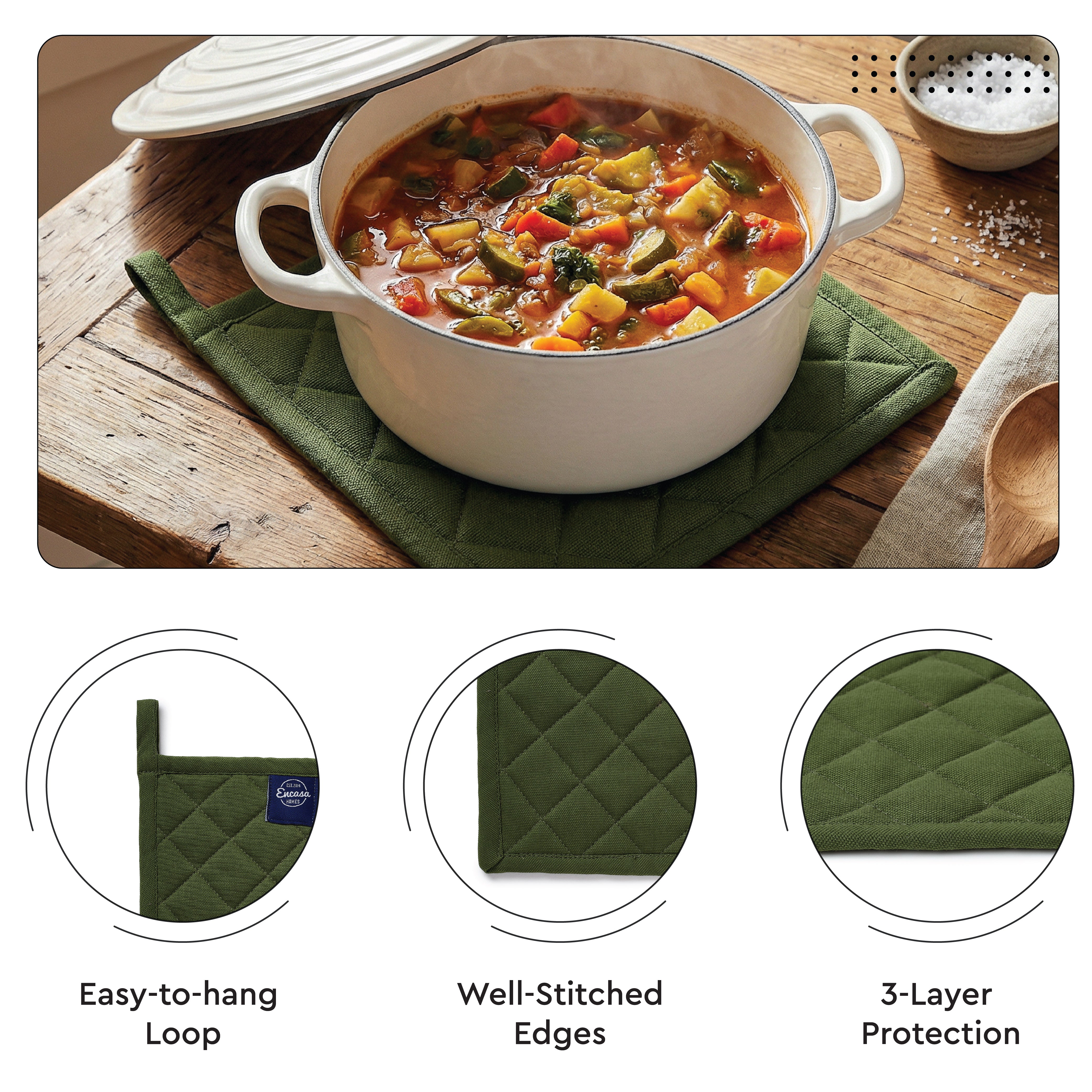 Cotton Leaf Green Oven Glove & Pot Holder