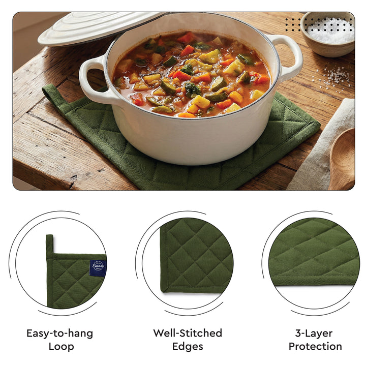 Cotton Leaf Green Oven Glove & Pot Holder