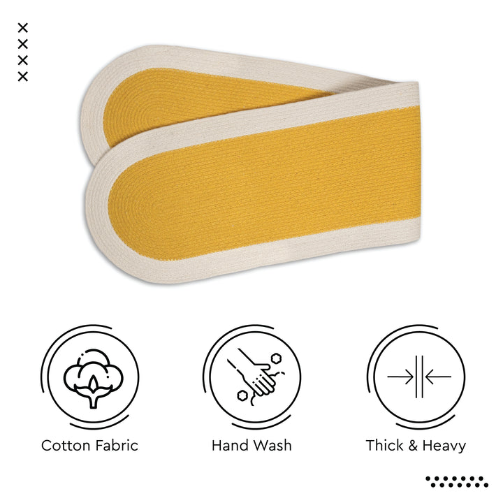 Cotton Yellow & Off White Table Runner (Pack of 1)