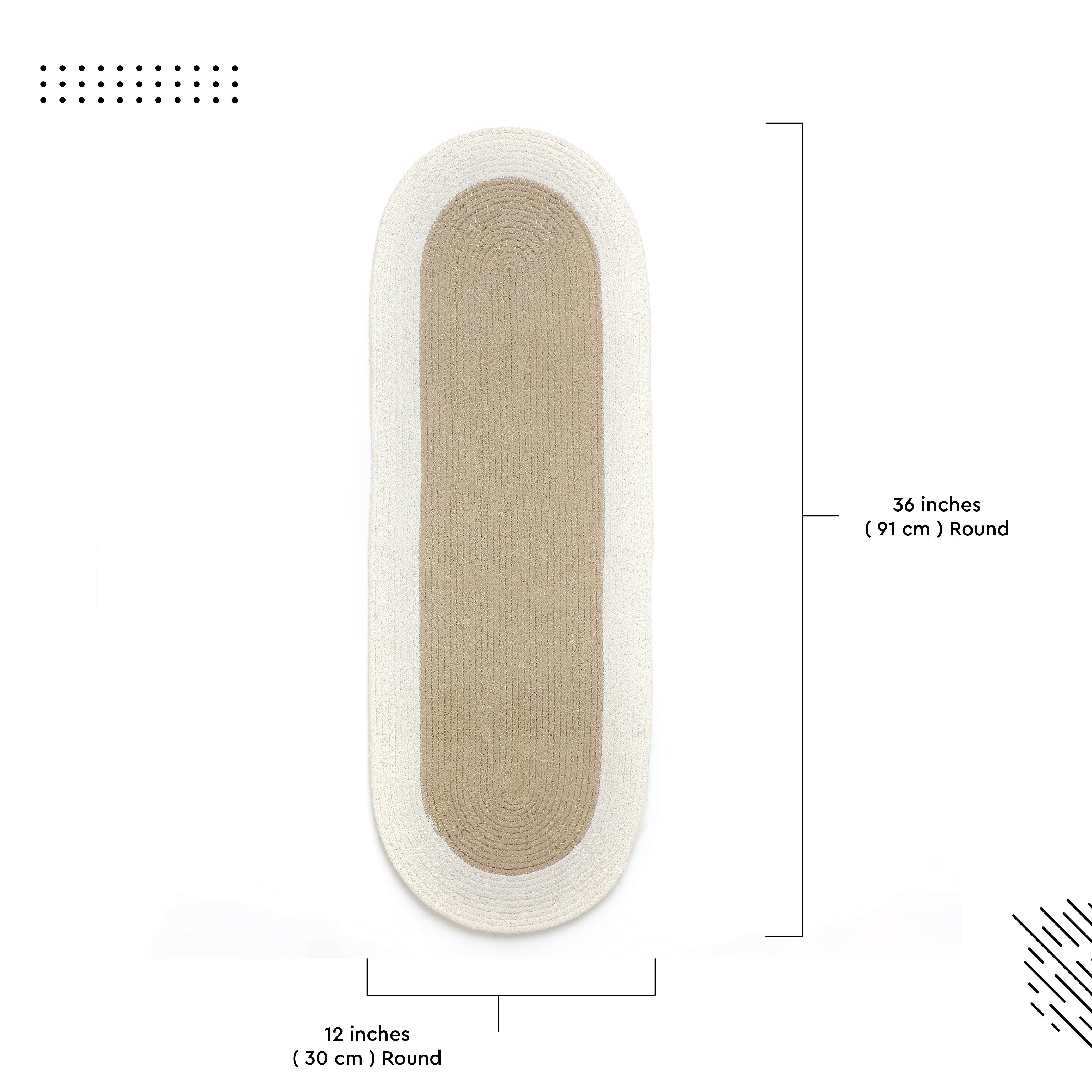 Cotton Beige & Off White Table Runner (Pack of 1)