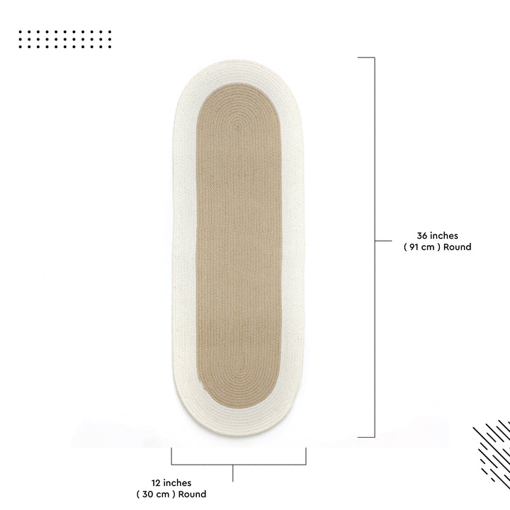 Cotton Beige & Off White Table Runner (Pack of 1)