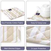 Cotton Franca Beige Stripes Pot Holders (Pack of 2)
