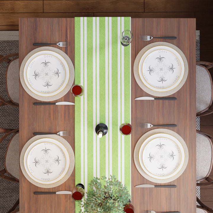 RC Yarn-Dyed Franca Lime Stripes Table Runner (Pack of 1)