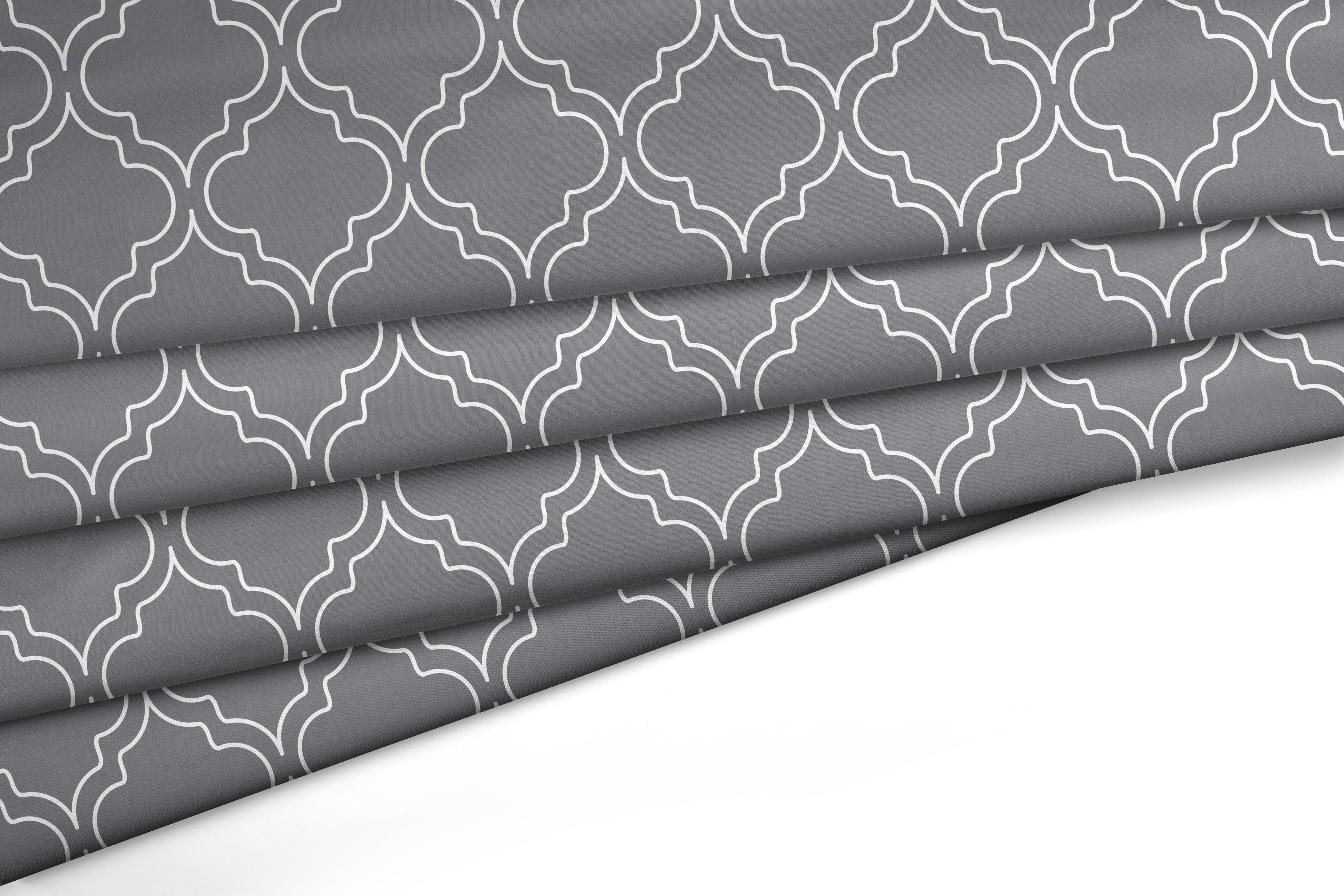 Polyester Printed Trellis Grey Fabric (Pack of 1)