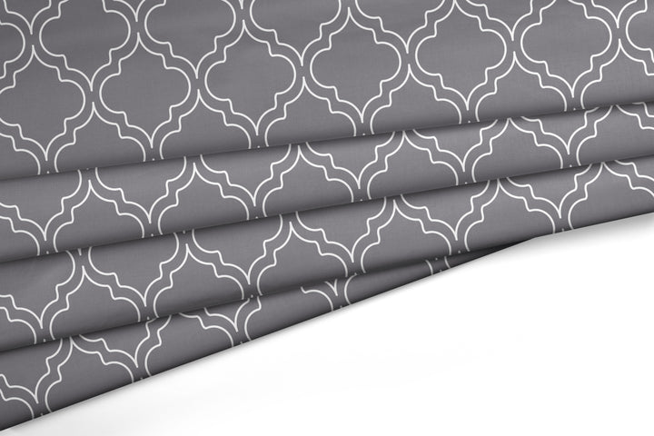 Polyester Printed Trellis Grey Fabric (1 Meter)