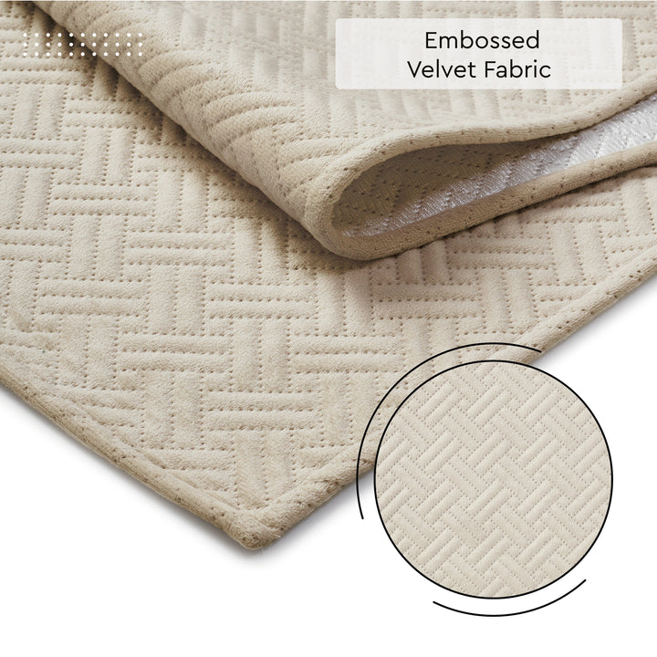 Quilted Velvet Beige Table Runner