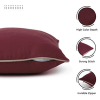 Cotton Maroon+Beige Cushion Cover (Pack of 2)