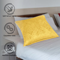 Embossed Velvet Lemon Yellow Cushion Cover (Pack of 2)