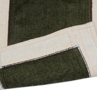 Cotton Off White & Moss Green Table Runner (Pack of 1)
