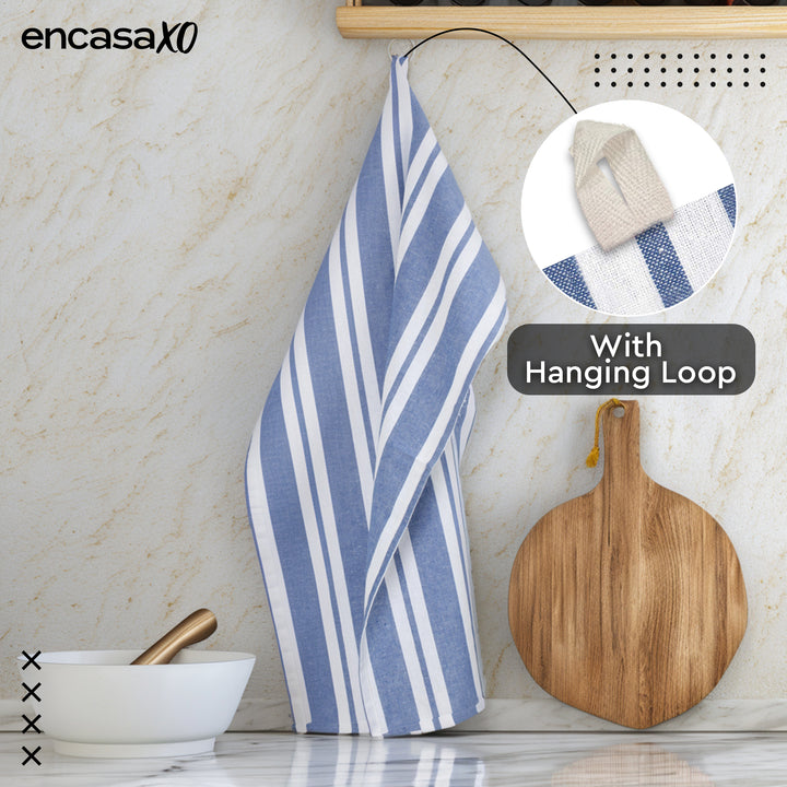 Cotton Franca Blue Stripes Kitchen Towel (Pack of 4)
