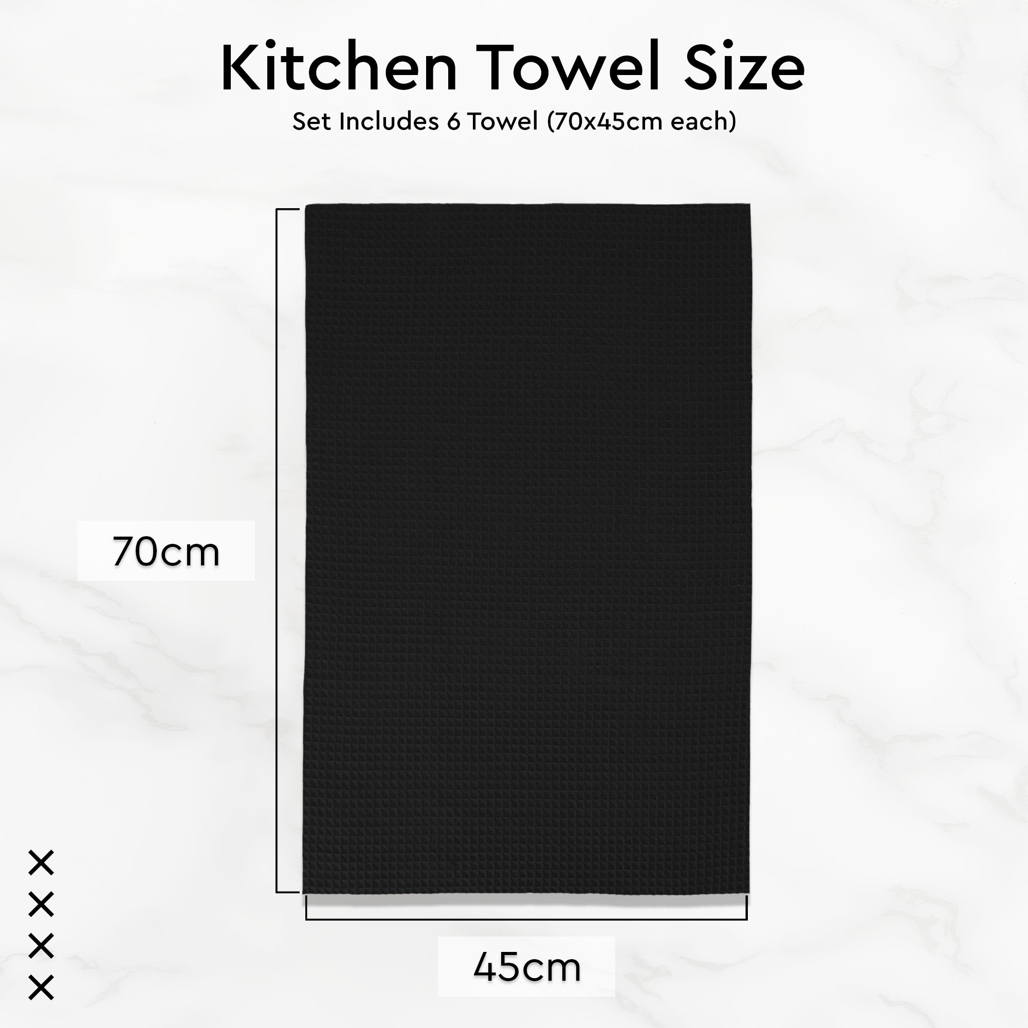 Waffle Grey Black Combo Kitchen Towel (Pack of 6)