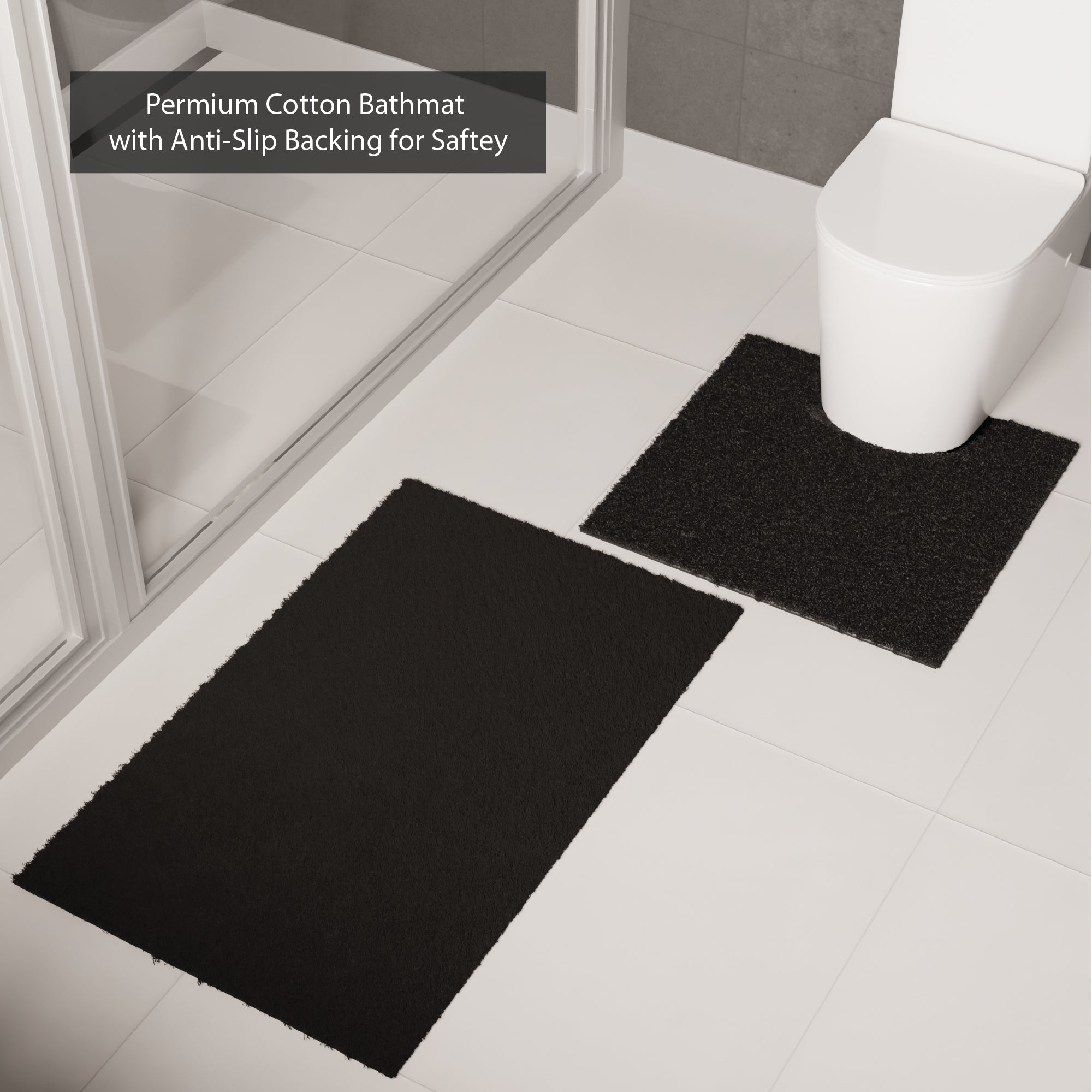Polyester Blackbirds Combo Shower Curtain + Bathmat (Pack of 3)