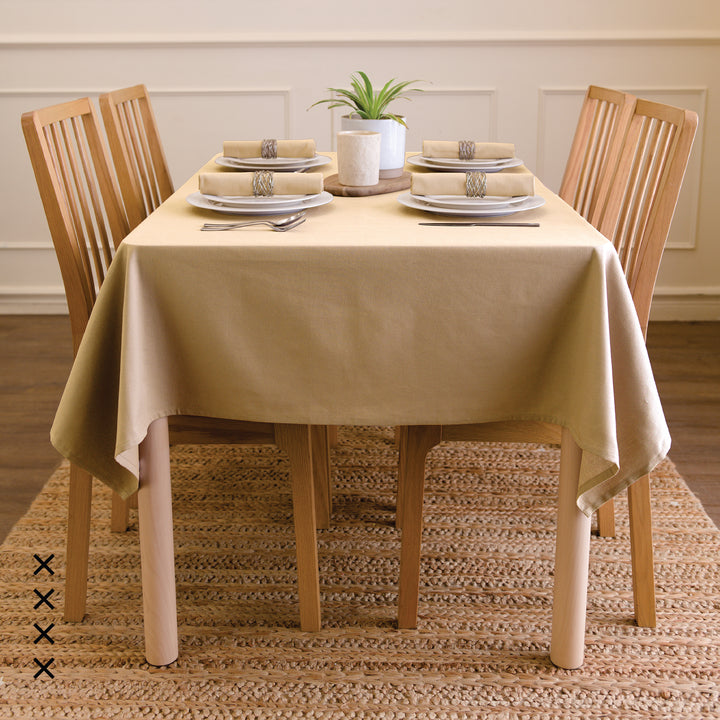 Cotton Light Beige Table Cloth (Pack of 1)